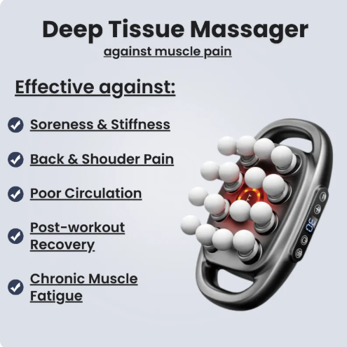 16-Head Deep Tissue Massage Gun - Relieve Pain & Boost Recovery Fast